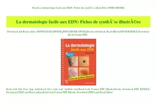 Read La dermatologie facile aux EDN Fiches de synthÃƒÂ¨se illustrÃƒÂ©es FREE EBOOK