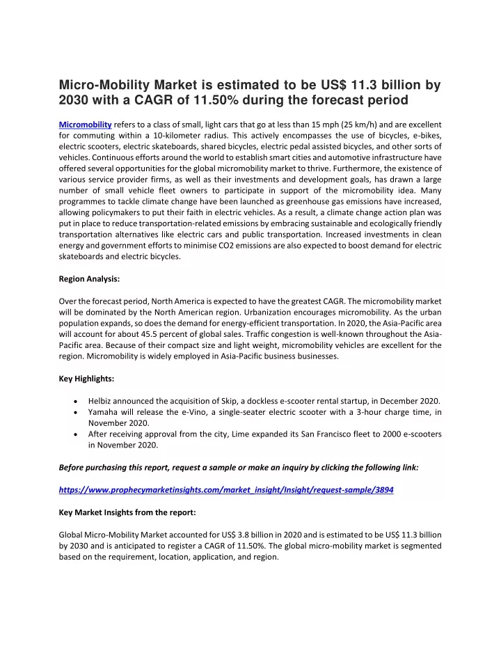 micro mobility market is estimated