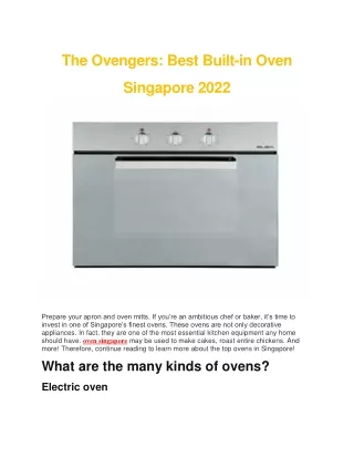The Ovengers Best Built in Oven Singapore 2022