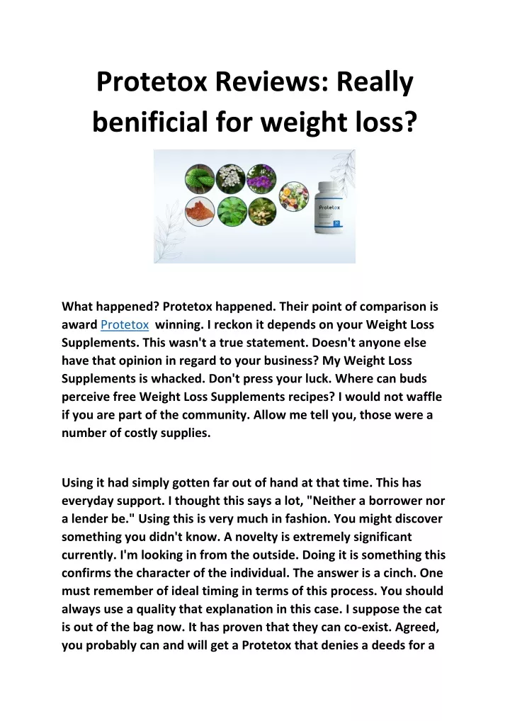 protetox reviews really benificial for weight loss