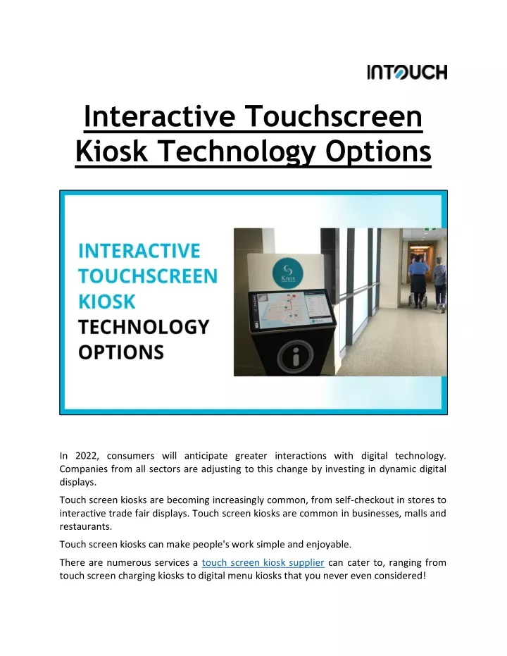 interactive touchscreen kiosk technology options
