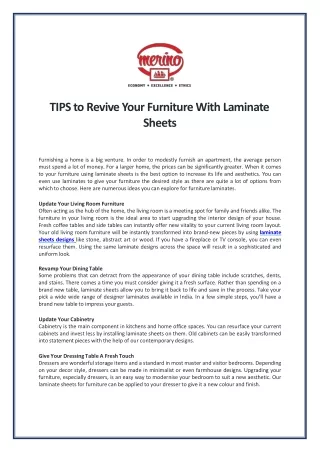ti p s t o r e v i v e y o u r f u r ni t u r e w i t h l am in a t e sheets
