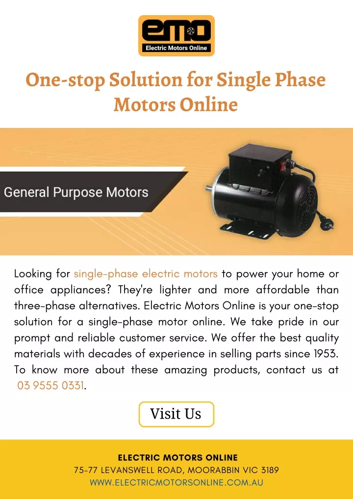 one stop solution for single phase motors online