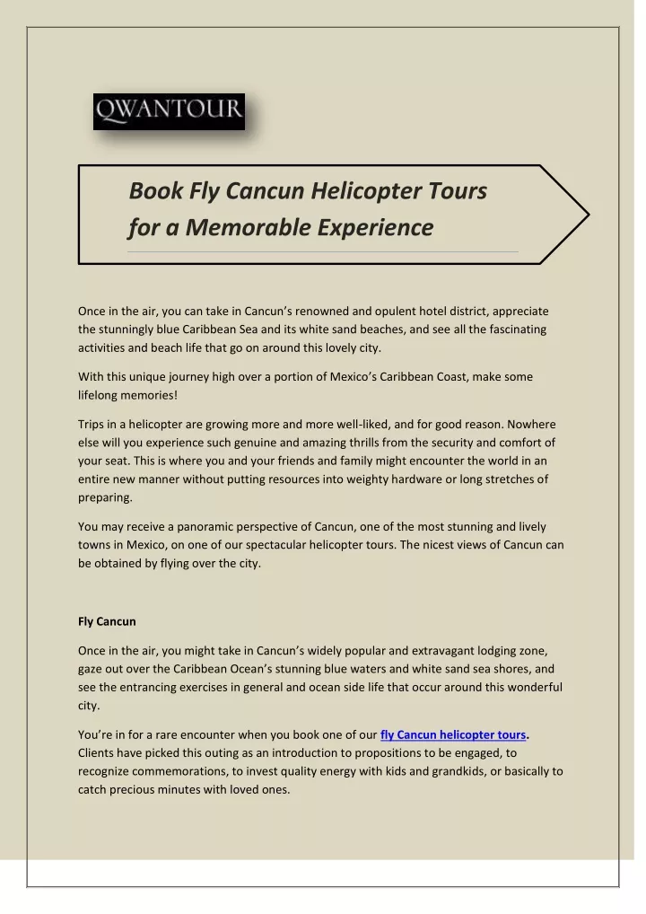 book fly cancun helicopter tours for a memorable