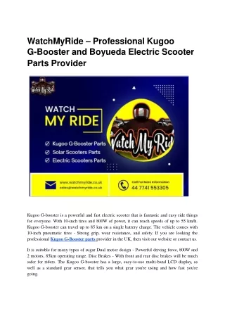 WatchMyRide – Professional Kugoo G-Booster and Boyueda Electric Scooter Parts Provider.ppt