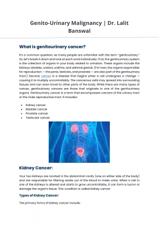 genito urinary malignancy dr lalit banswal