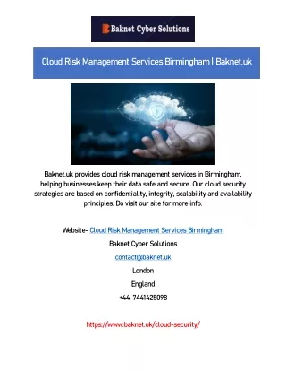 Cloud Risk Management Services Birmingham | Baknet.uk