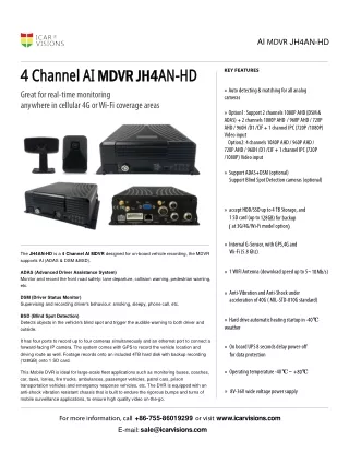 4 Channel AI MDVR JH4AN-HD Spec-Sheet