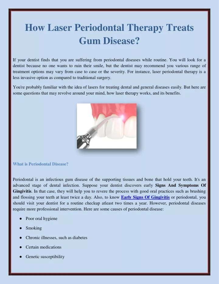 how laser periodontal therapy treats gum disease
