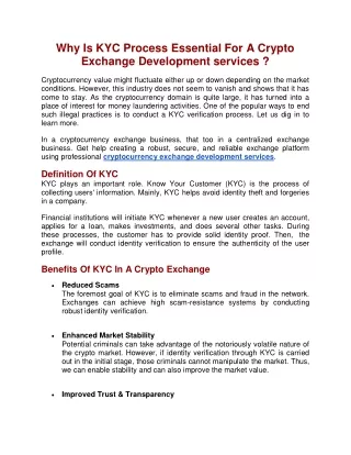 why is kyc process essential for a crypto