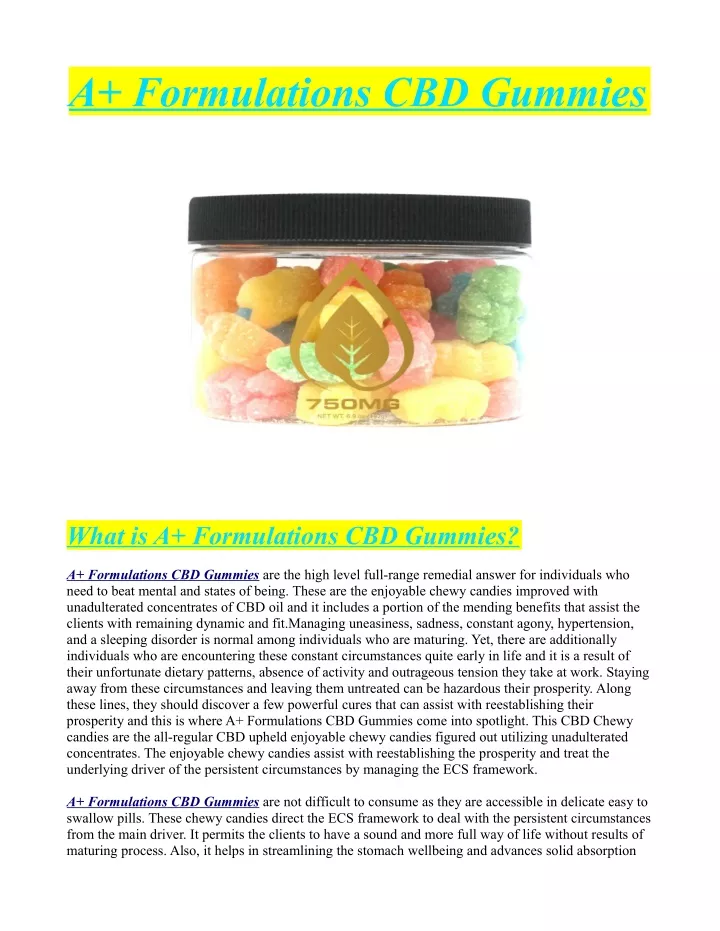 a formulations cbd gummies