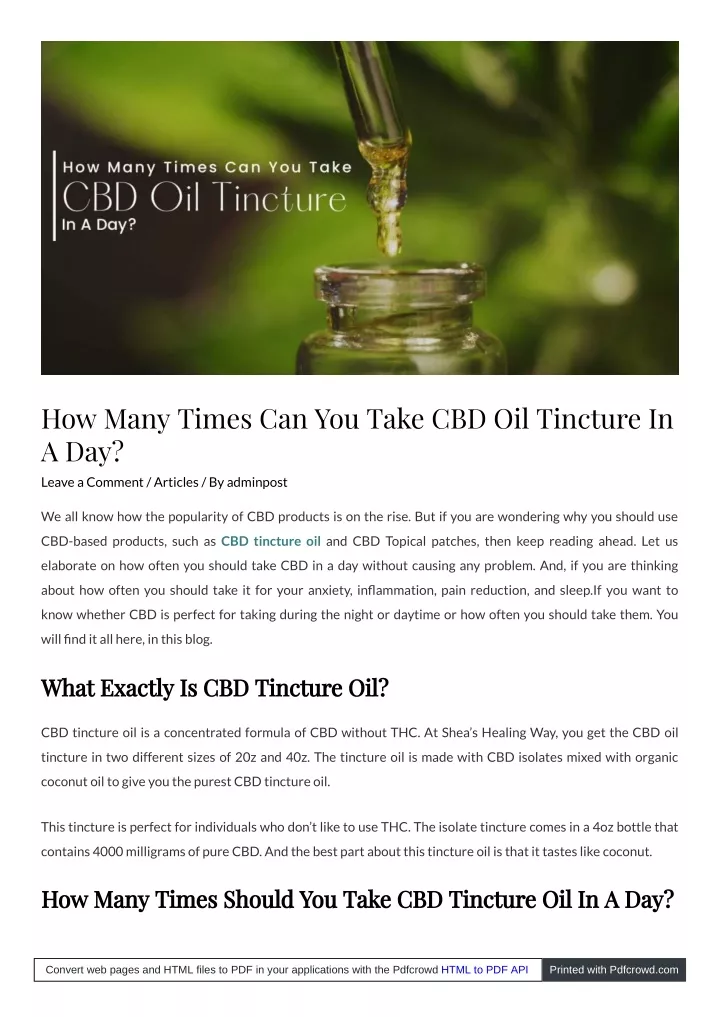 how many times can you take cbd oil tincture