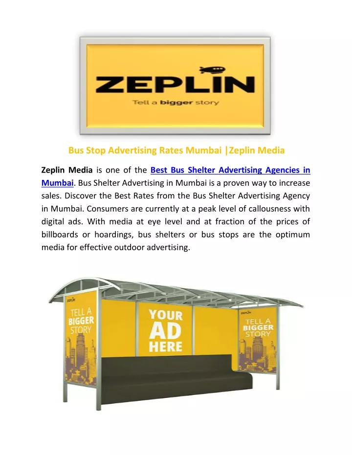 bus stop advertising rates mumbai zeplin media