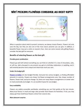 Why picking flowers consider as best gift