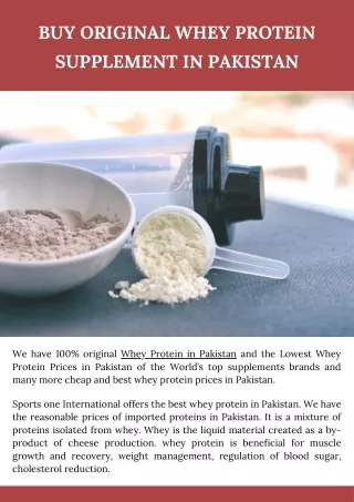 Buy Original Whey Protein Supplement in Pakistan