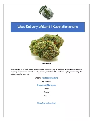 Weed Delivery Welland | Kushnation.online