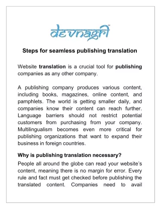 steps for seamless publishing translation