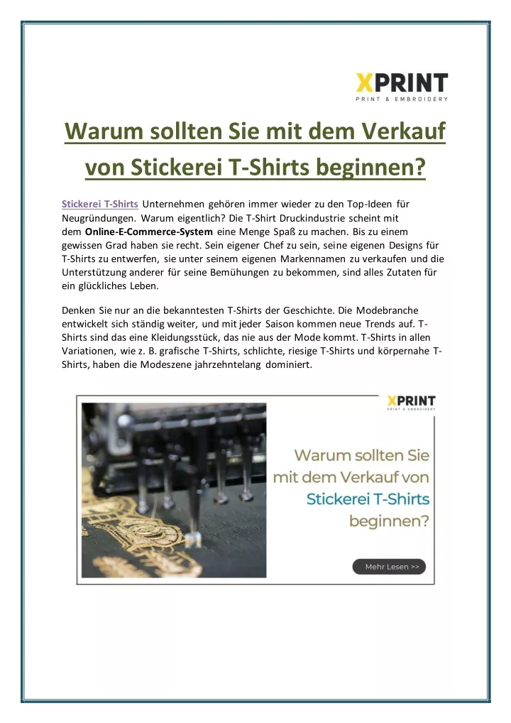 warum sollten sie mit dem verkauf von stickerei