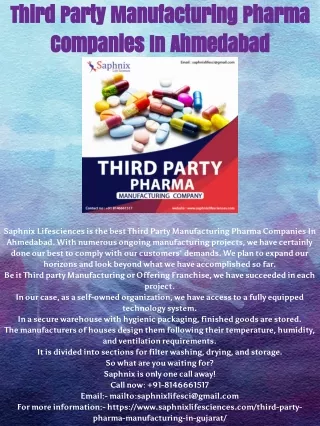 Third Party Manufacturing Pharma Companies In Ahmedabad