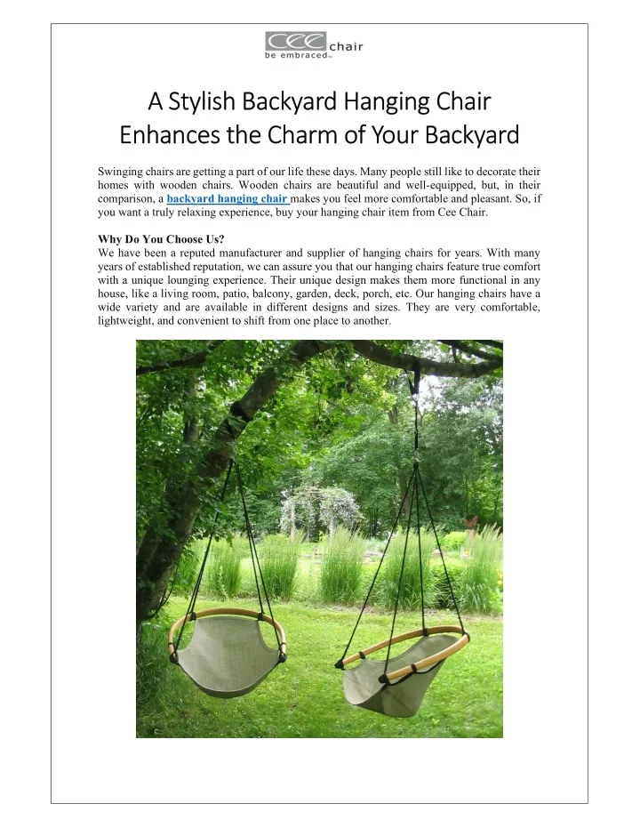 a stylish backyard hanging chair a stylish