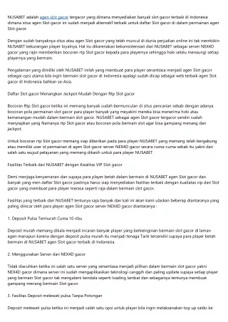 NUSA8ET Website Agen Slot gacor Tergacor di Indonesia