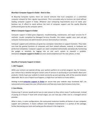 Bluechip’s Computer Support in Dubai – Best in Class