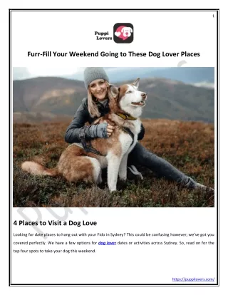 Furr-Fill Your Weekend Going to These Dog Lover Places