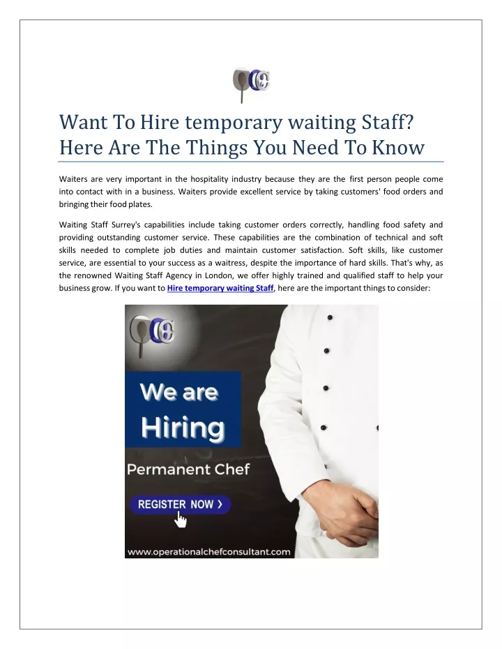 want to hire temporary waiting staff here are the things you need to know