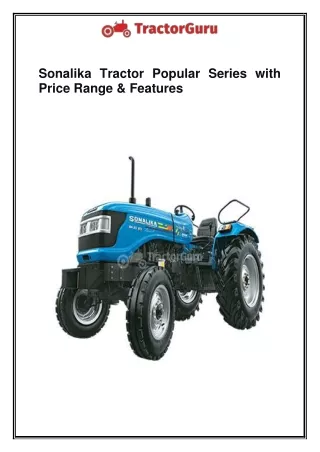 sonalika tractor popular series with price range