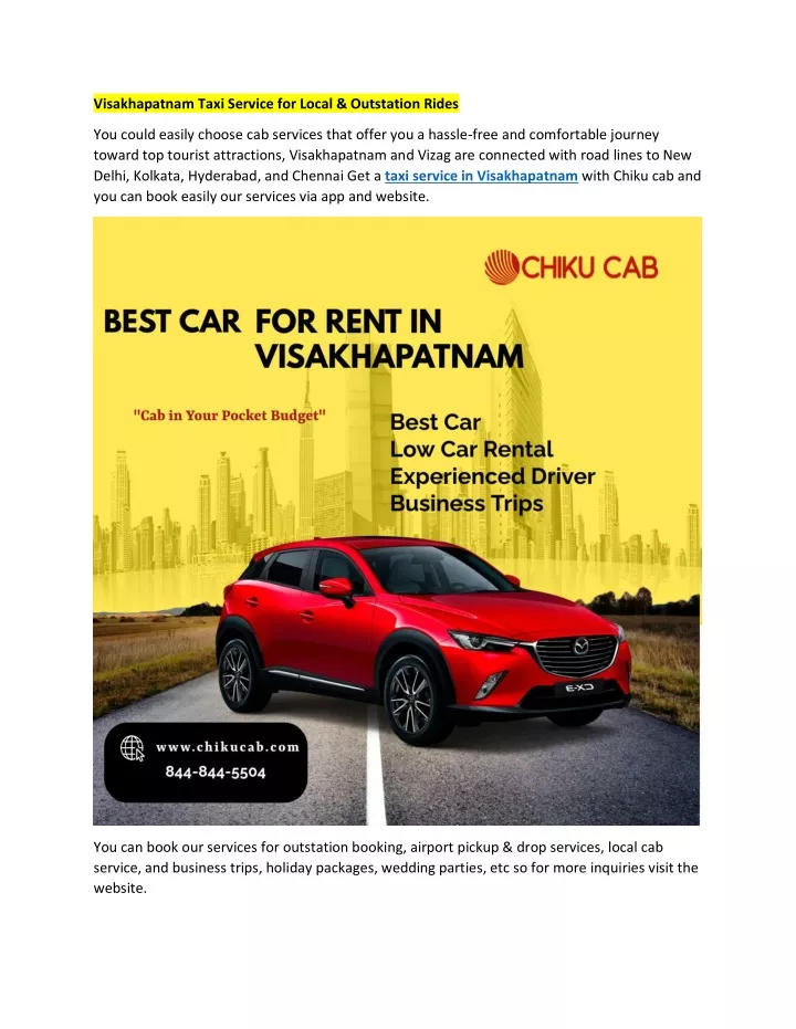visakhapatnam taxi service for local outstation