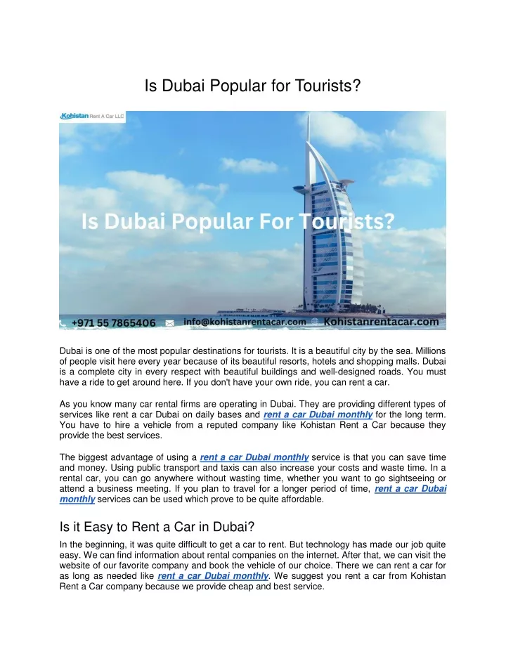 is dubai popular for tourists