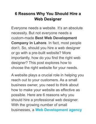 6 reasons why you should hire a web designer