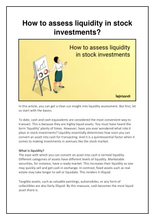 how to assess liquidity in stock investments