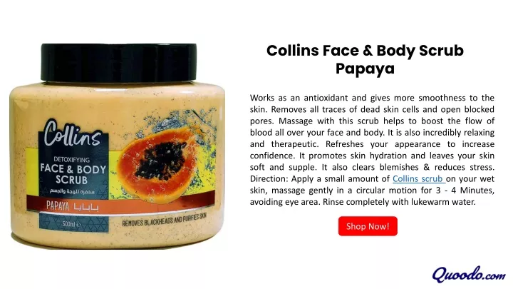 collins face body scrub papaya
