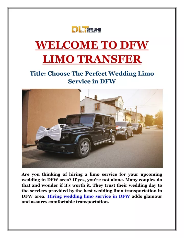 welcome to dfw limo transfer