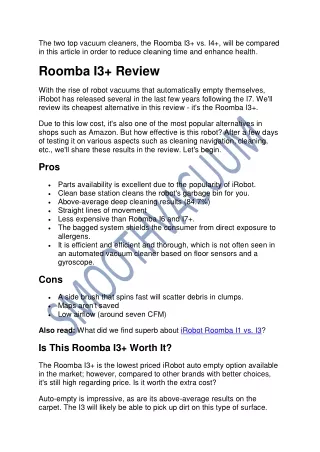 Roomba I3  vs I4