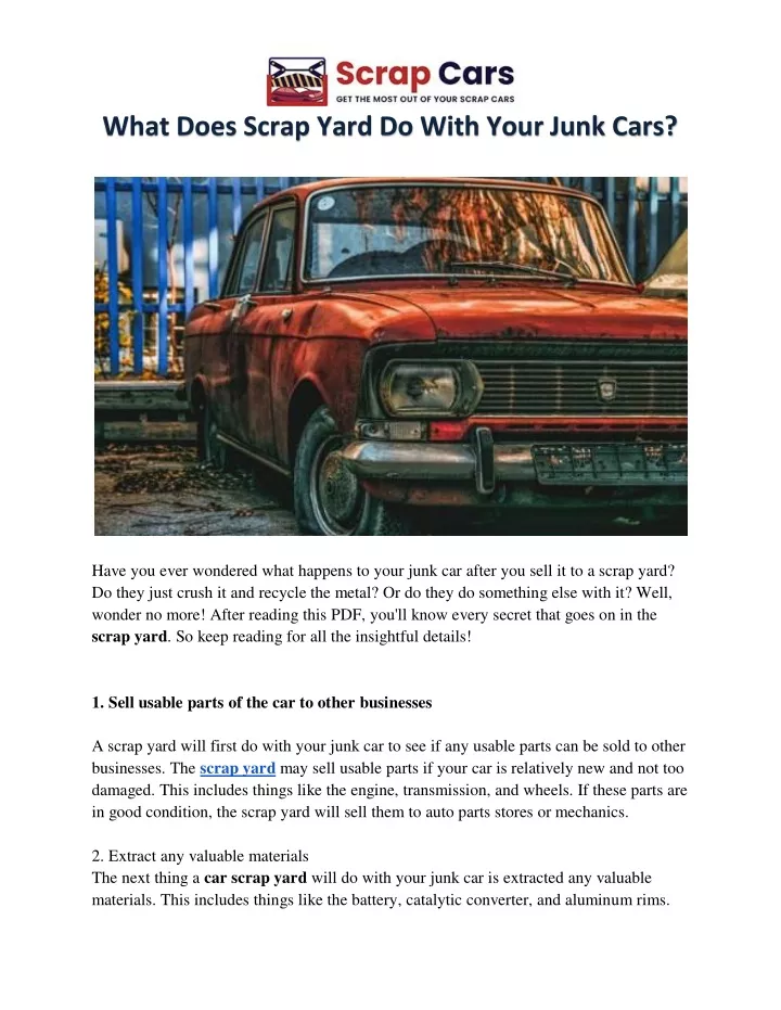 what does scrap yard do with your junk cars