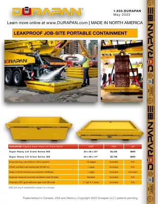 Leakproof Job Site Containment Pans - Durapan