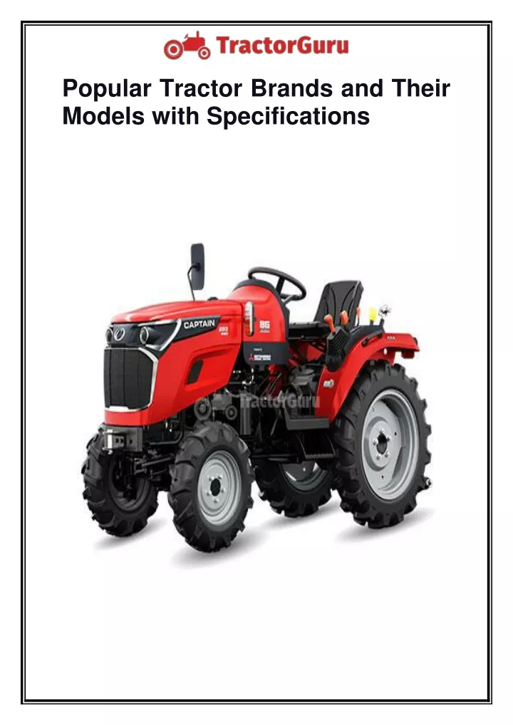 popular tractor brands and their models with