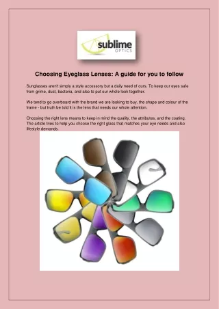 choosing eyeglass lenses a guide for you to follow