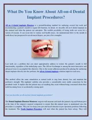 What Do You Know About All-on-4 Dental Implant Procedures?