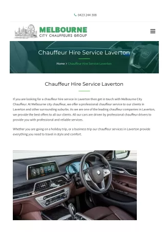 Chauffeur Hire Service Laverton | Chauffeur Hire Laverton | Luxury Chauffeur Hir