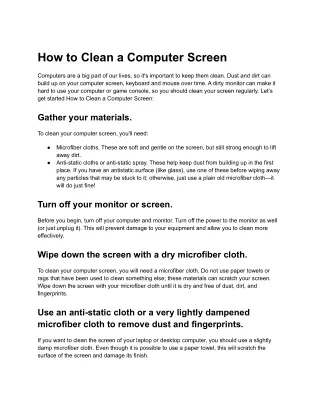 How to Clean a Computer Screen