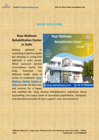 Roar Wellness Rehabilitation Center in Delhi