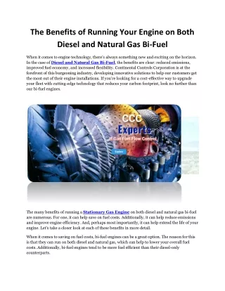 the benefits of running your engine on both