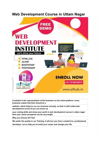 Web Development Course in Uttam Nagar