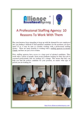 a professional staffing agency 10 reasons to work