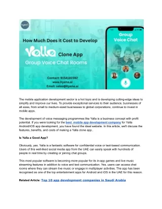 How much does it cost to develop yalla clone app