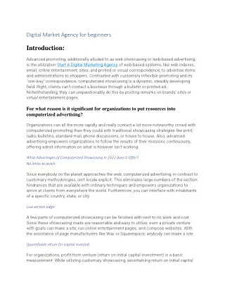 Digital Market Agency for beginners