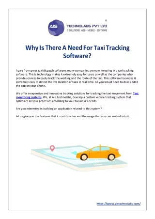 Why Is There A Need For Taxi Tracking